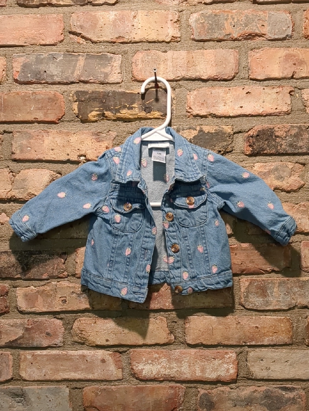 Nicole Miller Little Girl's Infant Baby Strawberry Jean Jacket, Size 12 Months